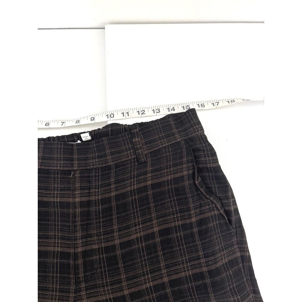 Vince Pants Sz L Quiet Luxury Plaid Viscose Brown Relaxed Trousers Pockets Comfy - Picture 7 of 16